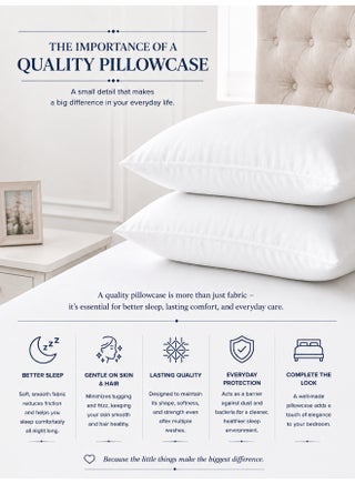 2-Piece Cotton Blend Solid Pillow Cover Cotton Blend White 50x75cm - view 4