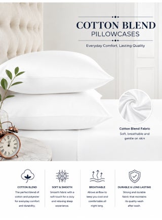 2-Piece Cotton Blend Solid Pillow Cover Cotton Blend White 50x75cm - view 2