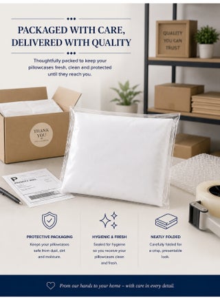 2-Piece Cotton Blend Solid Pillow Cover Cotton Blend White 50x75cm - view 5