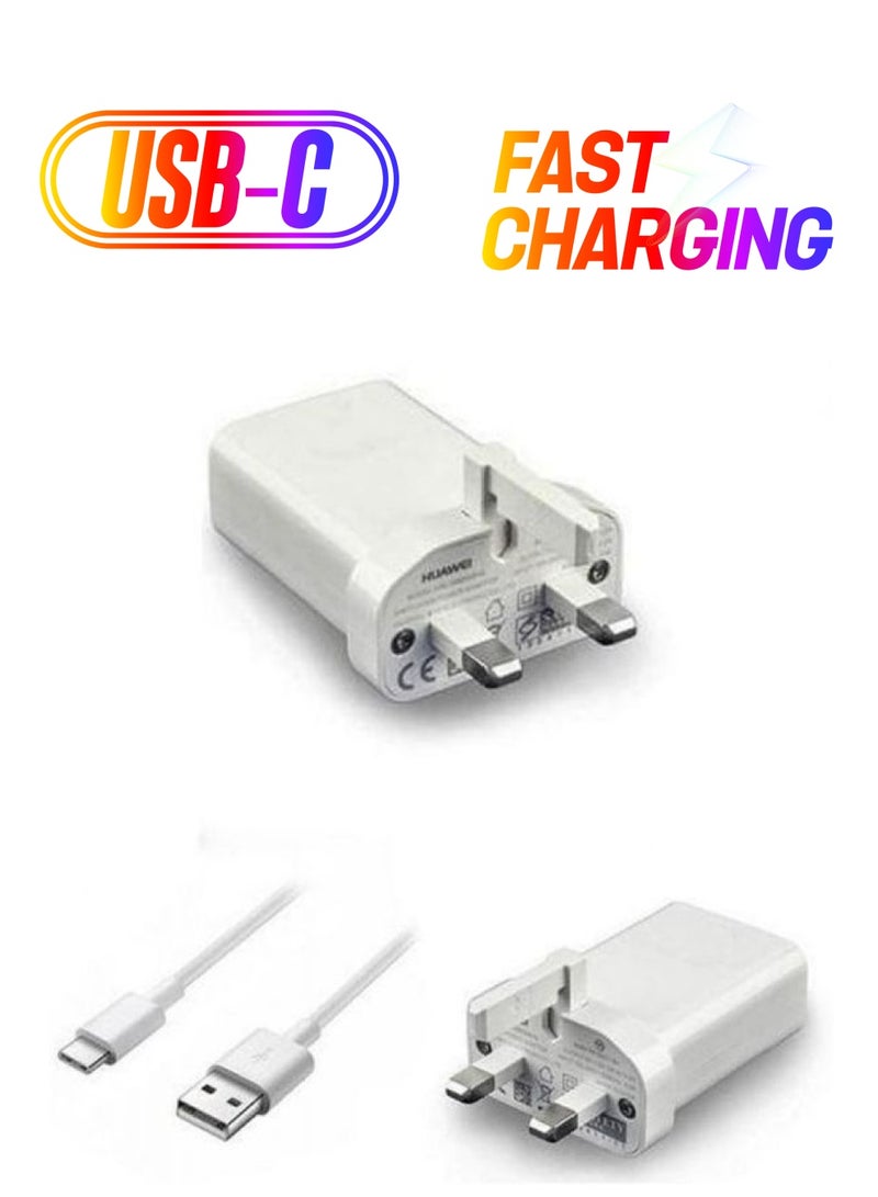 HUAWEI - Quick Wall Charger With Type-C Data Cable White/Silver - Image 1