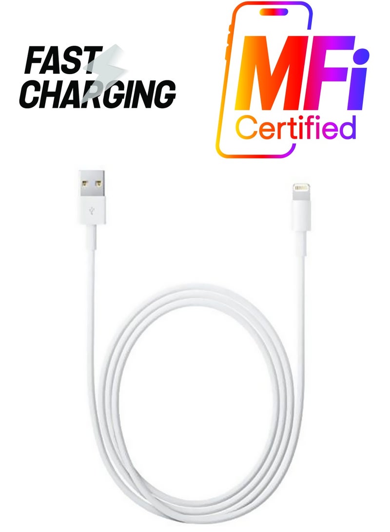 Lightning Data Sync Charging USB Cable White - Image 1