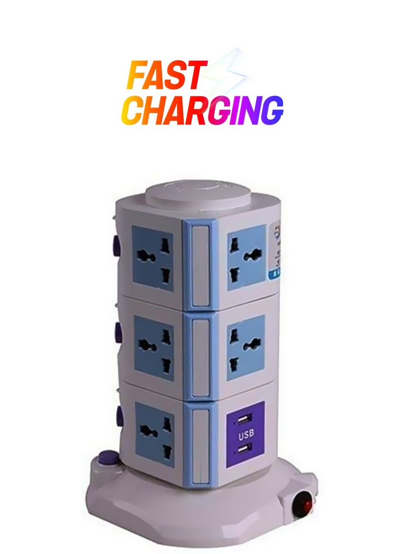 Multi Functional Plug Extension Charger Blue/White/Purple