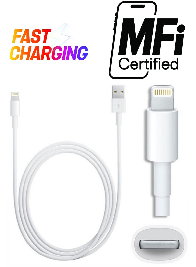 كابل لايتننج ذو 8 أسنان إلى USB للشحن ومزامنة البيانات أبيض/فضي - Image 1