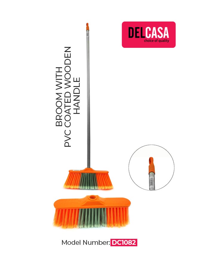 ديلكاسا مكنسة بيد برتقالي/ أخضر/ فضي - Image 1