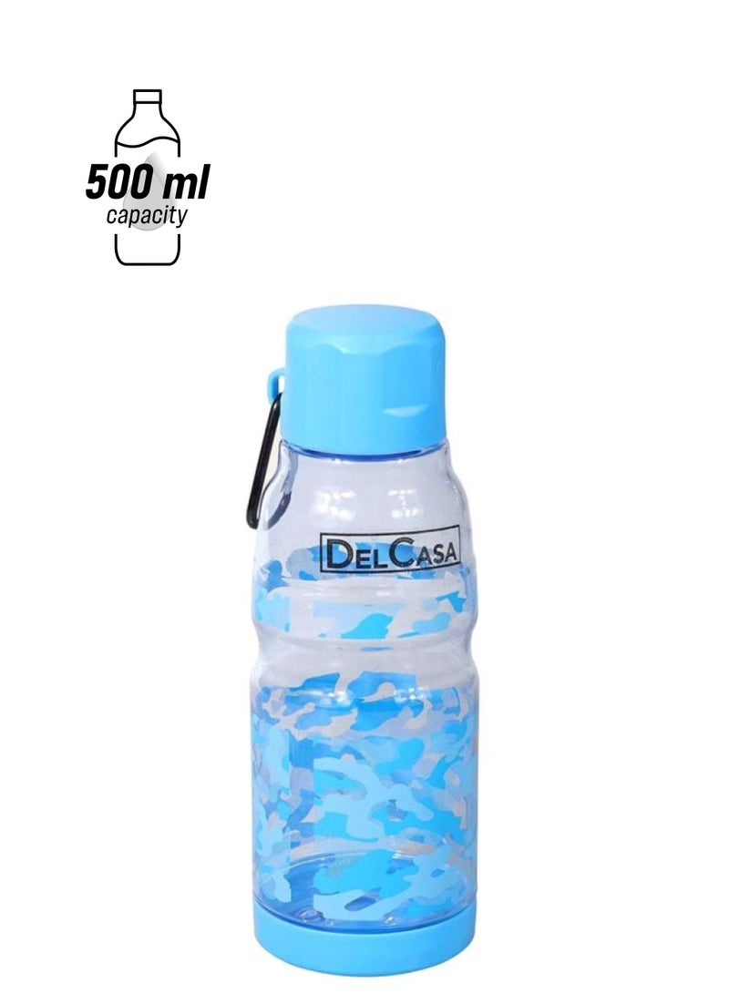 DELCASA Printed Water Bottle Blue/Clear 