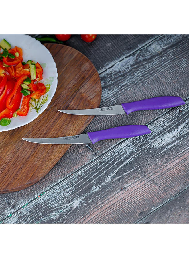 Royalford - 2-Piece Fruit Knife High Grade Extra Sharp Ss Blade With Strong Pp Handle Purple 20.6x2cm - Image 1