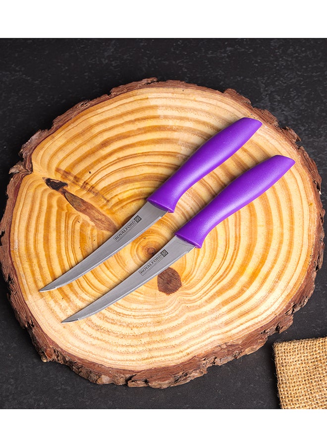 Royalford - 2-Piece Fruit Knife High Grade Extra Sharp Ss Blade With Strong Pp Handle Purple 20.6x2cm - Image 1