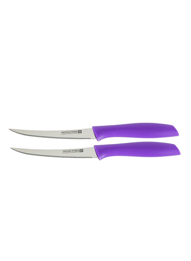 Royalford - 2-Piece Fruit Knife High Grade Extra Sharp Ss Blade With Strong Pp Handle Purple 20.6x2cm - Image 1