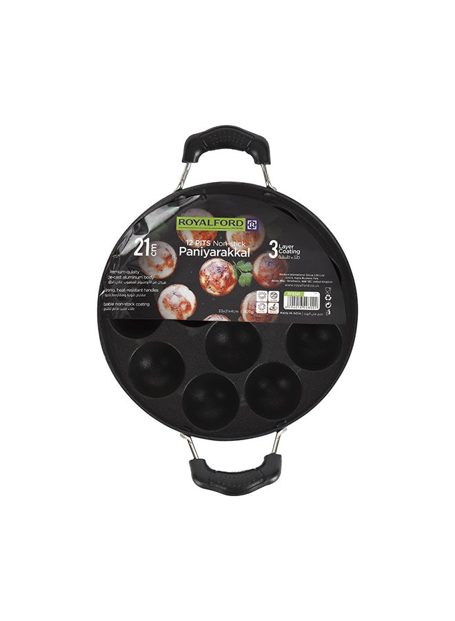 Royalford 12 Pits Non-Stick 21 Cm Paniyarakkal, 3 Layer Coating, Premium Quality, Die Cast Aluminium Boday, Strong Heat-Resistant Handles, Durable Non-Stick Coating, Multi Color, Assorted Color, 31 X 21 X 4 Cm Multi Color 21cm  - Image 2