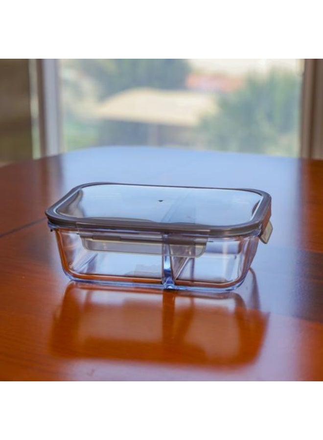 Royalford 2-Compartment Rectangular Food Container Clear/Green 1.5Liters  - Image 5