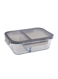 Royalford 2-Compartment Rectangular Food Container Clear/Green 1.5Liters  - Image 2