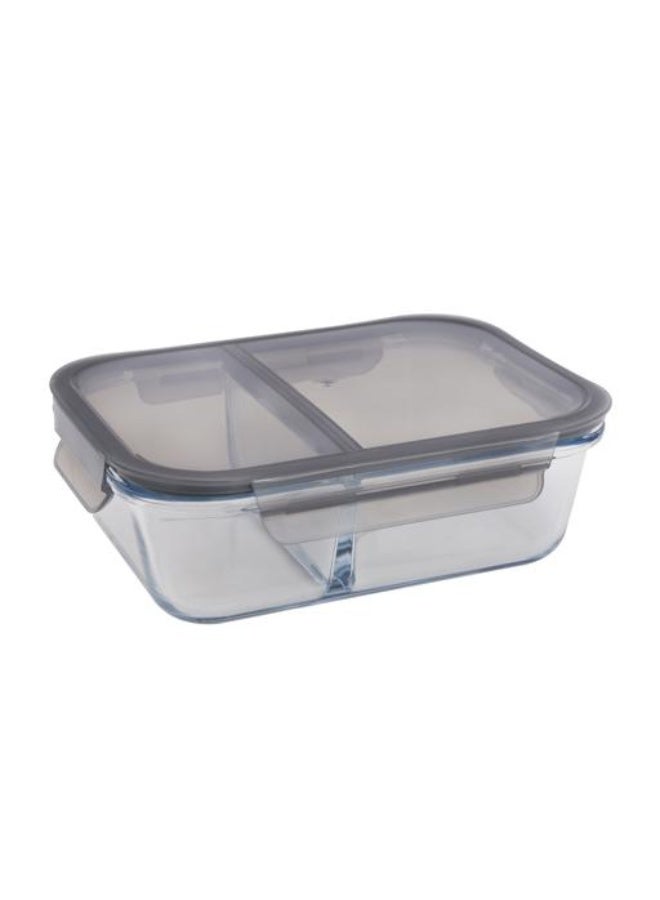 Royalford 2-Compartment Rectangular Food Container Clear/Green 1.5Liters  - Image 2