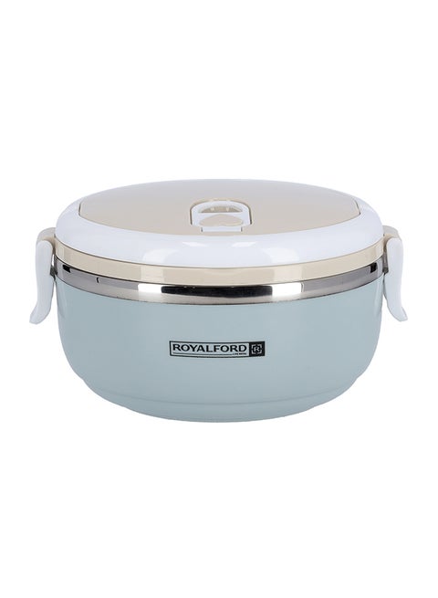 Round Lunch Box Single Layer With Ss Inner 700Ml Portable Handle Vacuum  Easy Lock System Beige/White/Blue 700ml