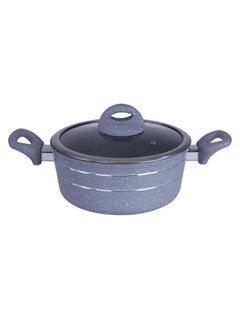 Royalford Smart Granite Series Casserole 22Cm Forged Aluminium 22.9X9.5Cm 5 Layer Tempered Glass Lid With Steel Frame Multicolor Multicolor 22cmcm  - Image 1