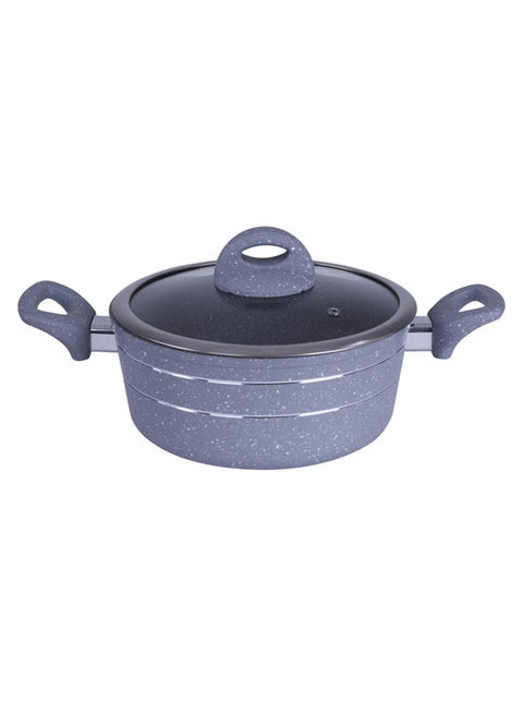 Smart Granite Series Casserole 22Cm Forged Aluminium 22.9X9.5Cm 5 Layer Tempered Glass Lid With Steel Frame Multicolor Multicolor 22cmcm