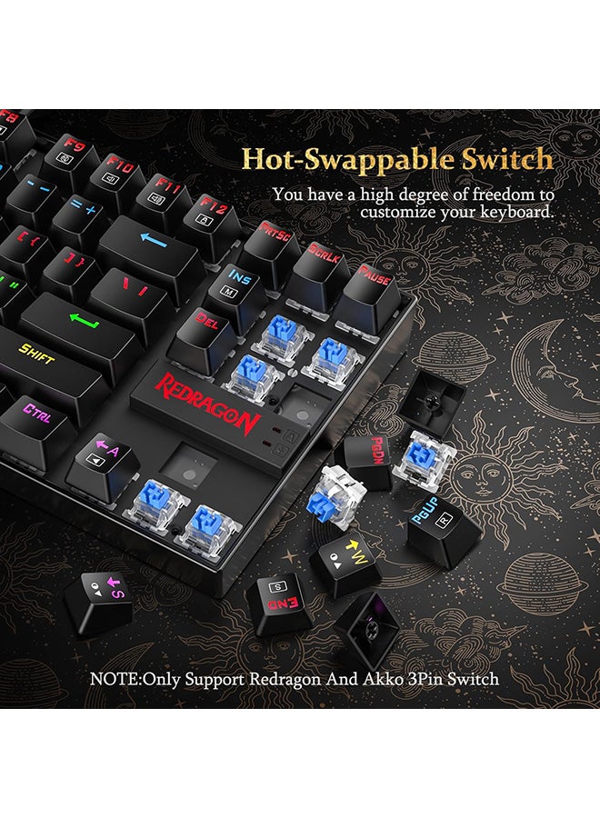 REDRAGON K552-RGB Kumara RGB LED Backlit Mechanical Gaming Keyboard - Black (Blue Switch) - Image 4