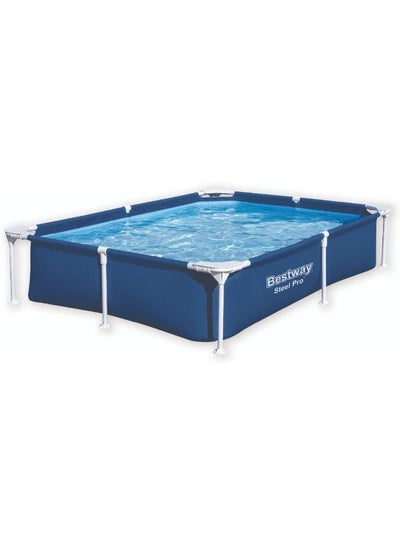 Bestway, 56401 Steel Pro Pool Swimming Pool, Rectangle Above Ground Fast Set Pool, Children's Detachable Pool, Multiple Sizes, Blue, 221x150x43 cm 221x150x43cm