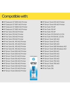 HP GT52 Cartridge Ink Bottle For Inkjet Printer Cyan  - Image 3