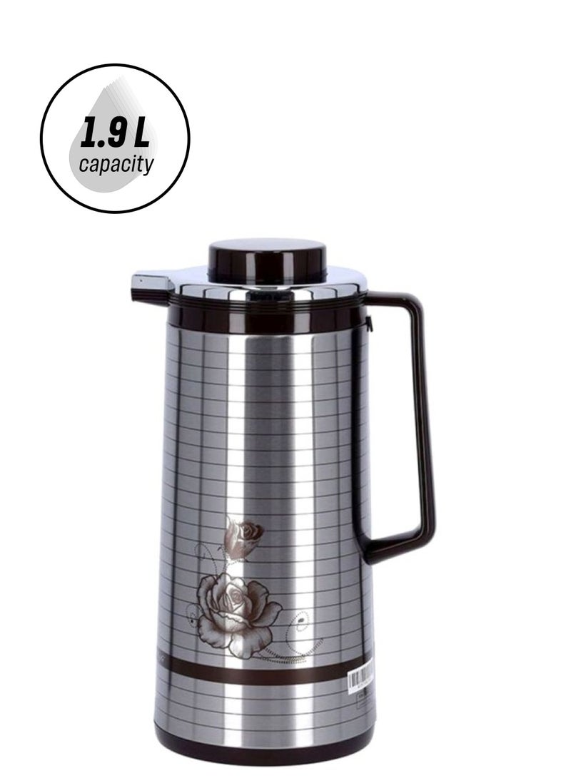 KRYPTON Double Glass Liner Vacuum Flask 1.9L Silver/Black - Image 1