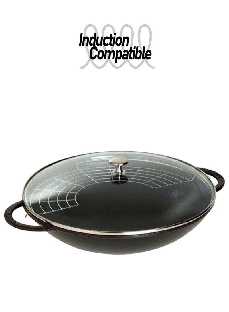 STAUB Wok Pan Set Black Matte 37cm 