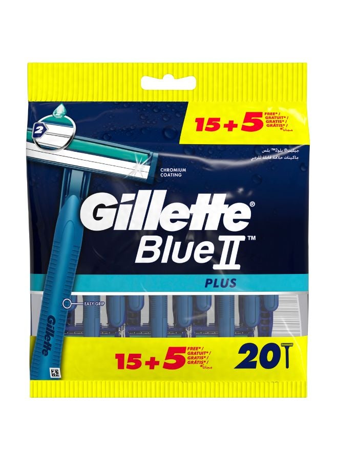 Gillette 20-Piece II Plus Disposable Razors Blue - Image 1