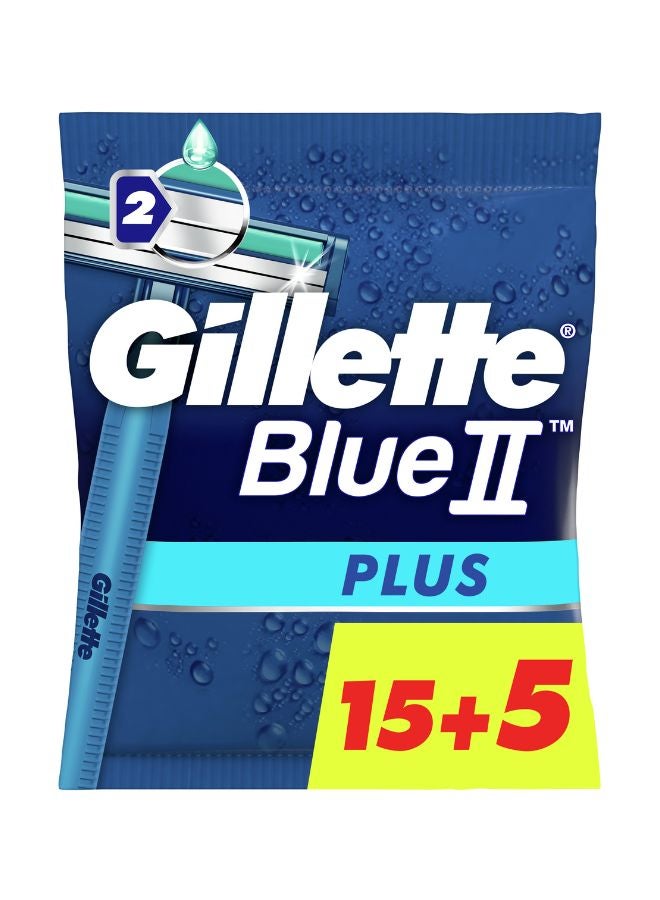 Gillette 20-Piece II Plus Disposable Razors Blue - Image 2