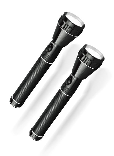 2-Piece Rechargeable LED Flashlight Set Black