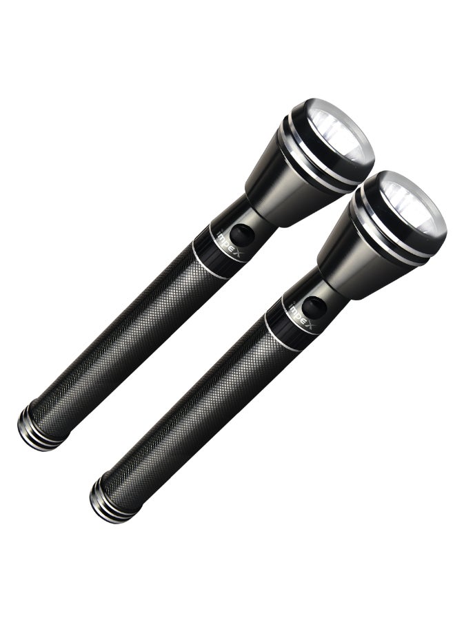 Impex 2-Piece Rechargeable Flashlight Set, Imported High Bright 5W Cree LED Torch, Aircraft Non-Corrosive Aluminum Body,2SC 2000mAh Battery,2 Years Warranty-CB 2223 Black 1kg  - Image 1