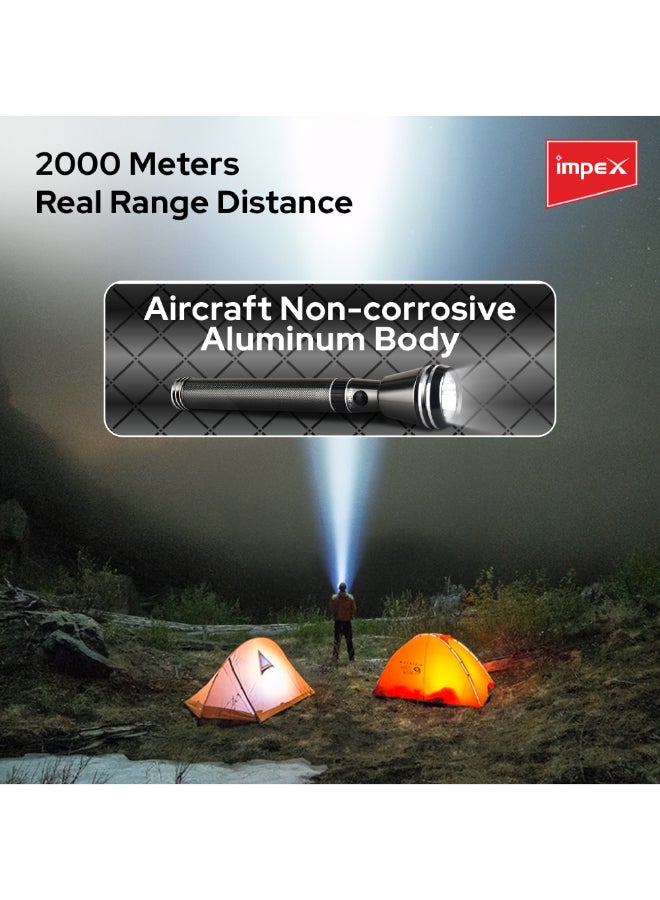 Impex 2-Piece Rechargeable Flashlight Set, Imported High Bright 5W Cree LED Torch, Aircraft Non-Corrosive Aluminum Body,2SC 2000mAh Battery,2 Years Warranty-CB 2223 Black 1kg  - Image 4