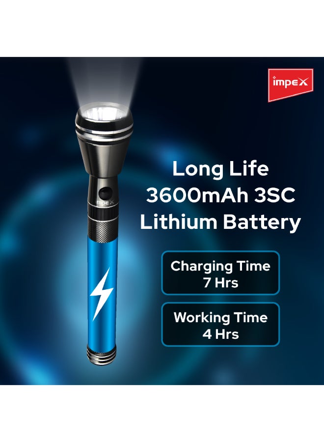 Impex 2-Piece Rechargeable Flashlight Set, Imported High Bright 5W Cree LED Torch, Aircraft Non-Corrosive Aluminum Body,2SC 2000mAh Battery,2 Years Warranty-CB 2223 Black 1kg  - Image 3