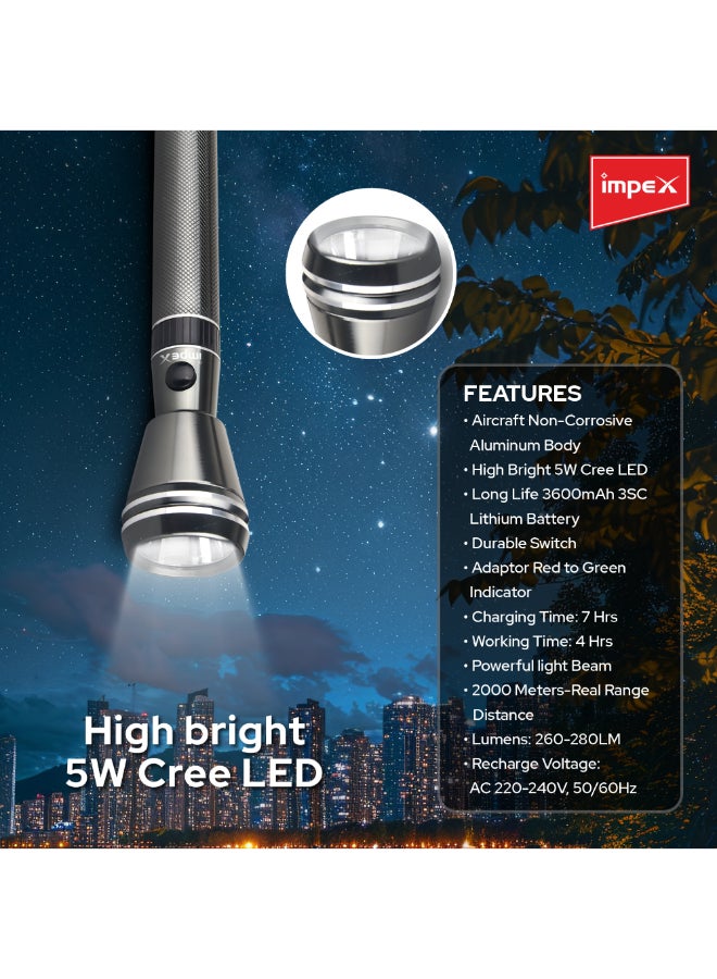 3-Piece Rechargeable LED Flashlight Set Black 940grams