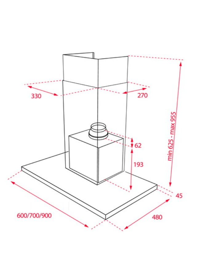 تيكا شفاط علوي ‏Dsj 980 للزينة مقاس 90 سم، مع ‏محرك إيكو باور 220 W 40484821 فضي  - Image 2