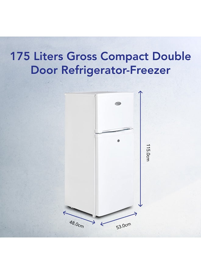 SUPER GENERAL 175 Liters Gross Compact Double Door Refrigerator-Freezer, Reversible Door, Tropical Compressor, 48 X 53 X 115 Cm, 1 Year Warranty 415 W SGR175H White  - Image 4
