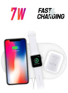 MARGOUN Charging Pad 3 In 1 Air QI Wireless Power For Apple Watch 42mm (1st gen)/iPhone X/AirPods White  - Image 1