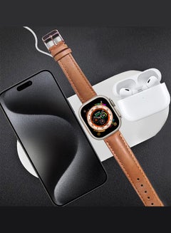 MARGOUN Charging Station 3 In 1 Faster Mag-Safe Qi Wireless Charger Stand Wireless Charging Pad For iPhone 15/14/13/12 Pro Max/Pro/Plus For iWatch Ultra 2 Ultra 8/7/SE/6/5/4/3/2/1 AirPods Pro/2/3 White  - Image 5