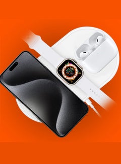 MARGOUN Charging Station 3 In 1 Faster Mag-Safe Qi Wireless Charger Stand Wireless Charging Pad For iPhone 15/14/13/12 Pro Max/Pro/Plus For iWatch Ultra 2 Ultra 8/7/SE/6/5/4/3/2/1 AirPods Pro/2/3 White  - Image 4