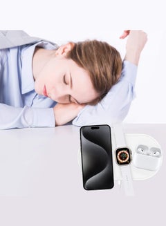 MARGOUN Charging Station 3 In 1 Faster Mag-Safe Qi Wireless Charger Stand Wireless Charging Pad For iPhone 15/14/13/12 Pro Max/Pro/Plus For iWatch Ultra 2 Ultra 8/7/SE/6/5/4/3/2/1 AirPods Pro/2/3 White  - Image 2