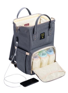 Sunveno Multifunction Travel Backpack Diaper Bag With USB - Grey  - Image 2