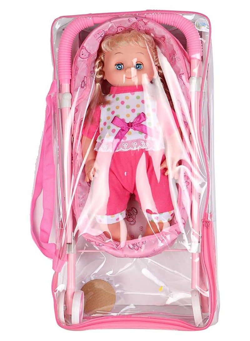 Huge And Soft Plush Soft Stuffed Stylish Doll With Stroller Toy For Girls - Image 1