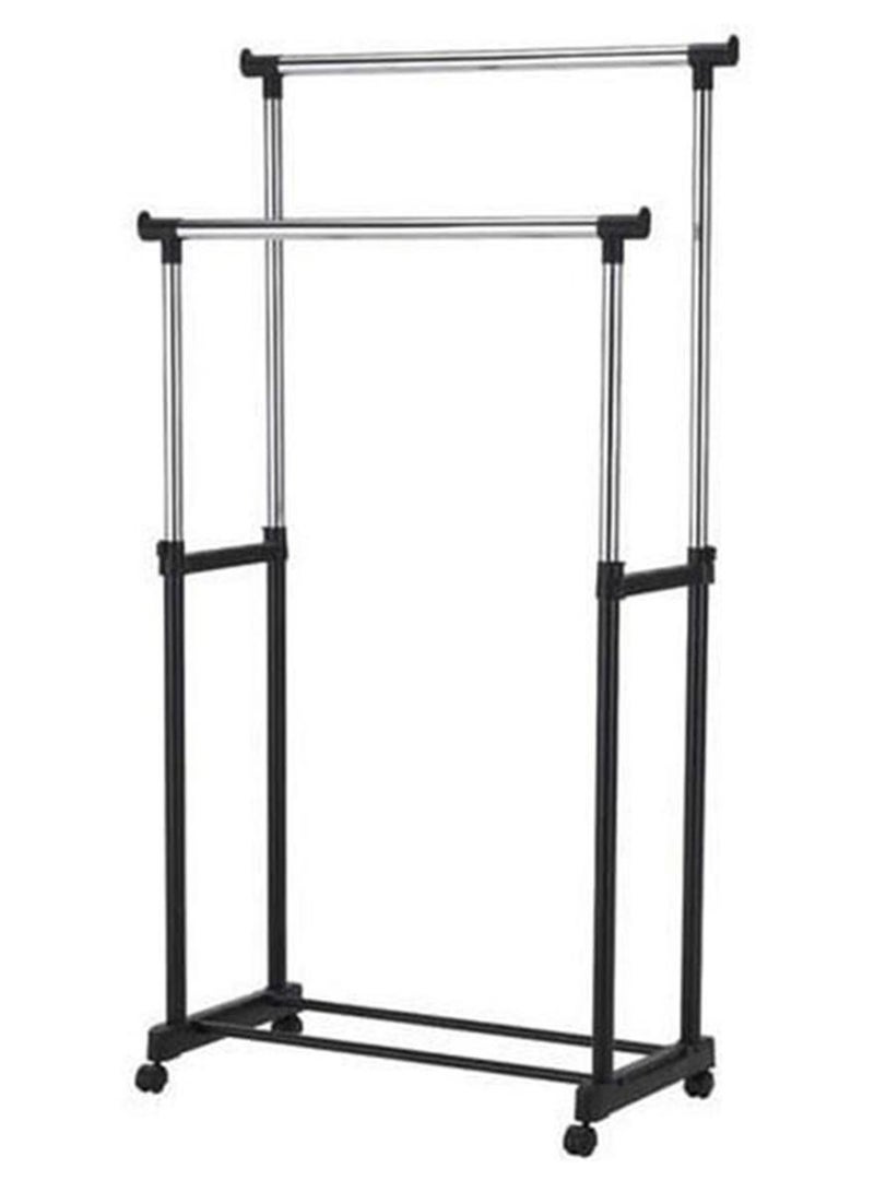 Double Pole Clothes Portable Rack Silver/Black 84.5x43cm - Image 1