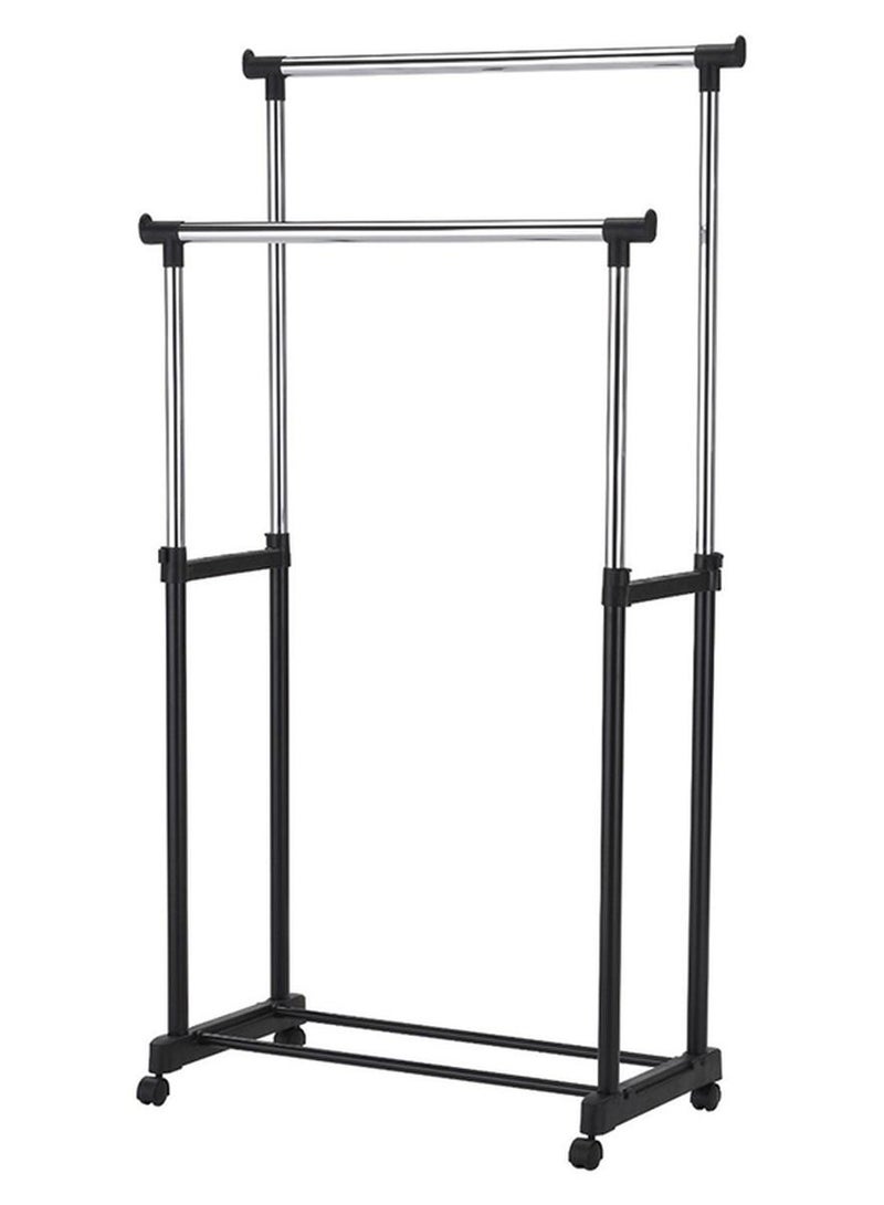 DOUBLE POLE Rack Garment Organizer Silver/Black Medium