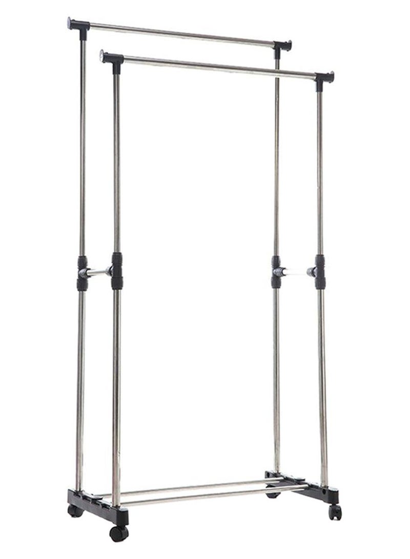 Heavy Duty Double Pole Clothes Rack Silver/Black Medium