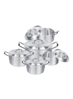 Generic 10-Piece Aluminum Pot Set Silver 28cm 