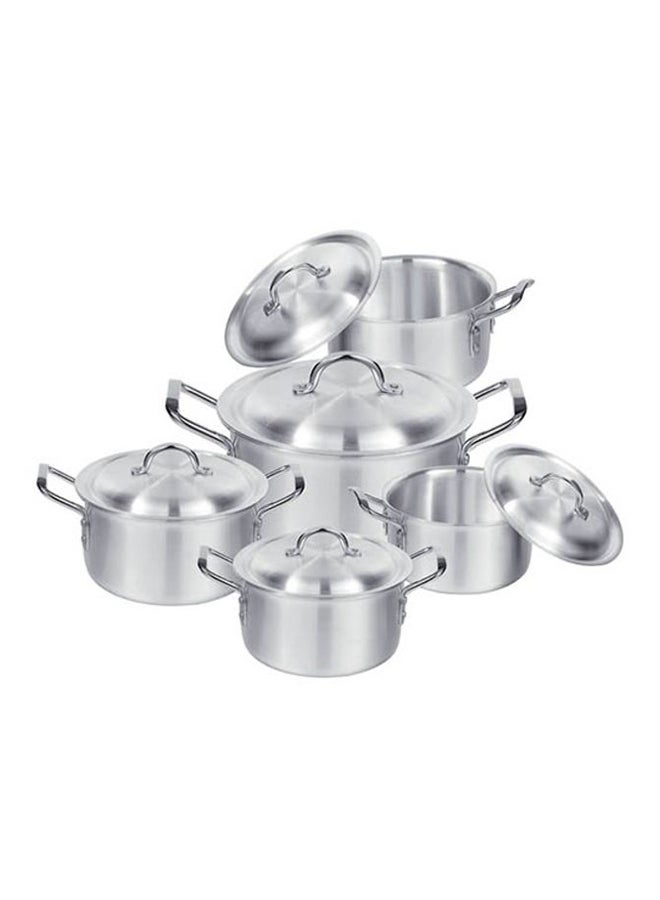 10-Piece Aluminum Pot Set Silver 28cm