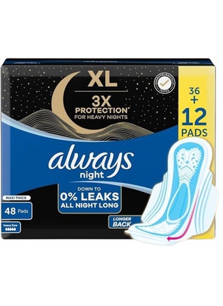 XL Night Pads, 3x Protection for Heavy Nights, Maxi Thick, 48 Pads - pnsku/N22982832A/45/_/1749461213/47e891c2-5368-412a-9b10-4b2763487da6