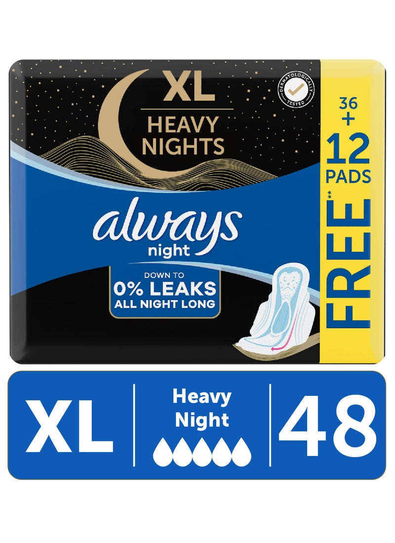 Always Night XL Thick For Heavy Flow 48 Pads - Image 1