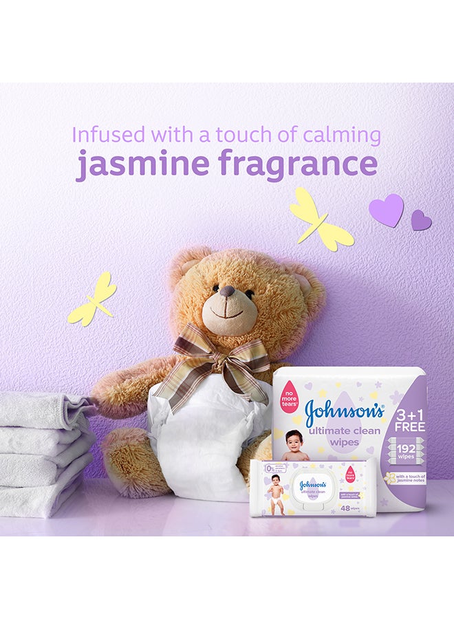 جونسون مناديل مبللة للأطفال - تنظيف فائق، 3+1 عبوة تحتوي على 48 منديلًا، 192 إجمالي العدد - Image 3