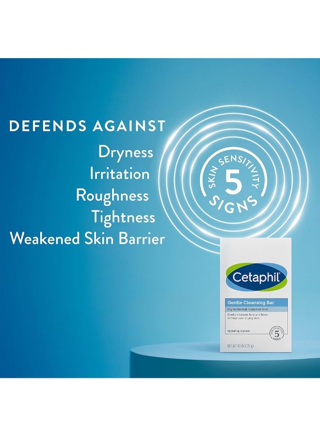 Cetaphil Gentle Antibacterial Cleansing Bar For Combination To Oily Skin Sensitive Skin A Mild Non-Soap Cleansing Bar Specially Formulated To Provide Both Gentle Skin Cleansing And Antibacterial Benefits, For Face And Body 127grams  - Image 3