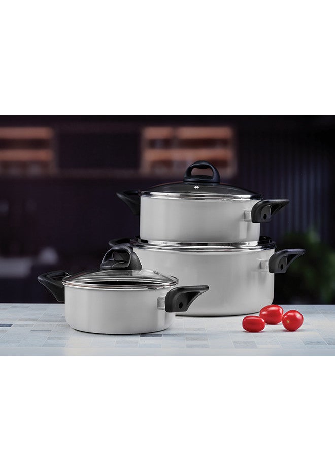Trust 8-Piece Aluminum Cookware Set Cream/Black - Image 2
