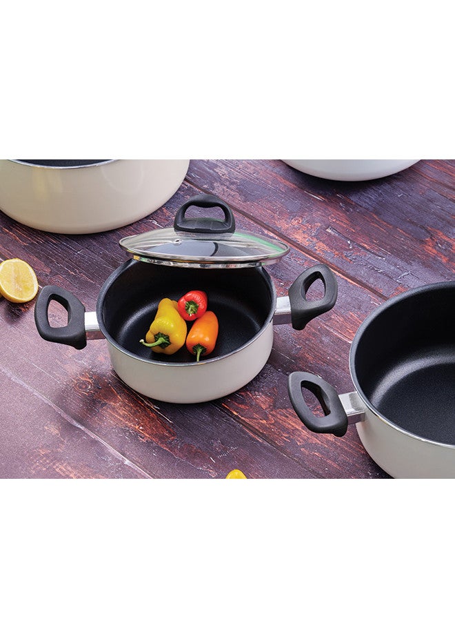 Trust 8-Piece Aluminum Cookware Set Cream/Black - Image 4
